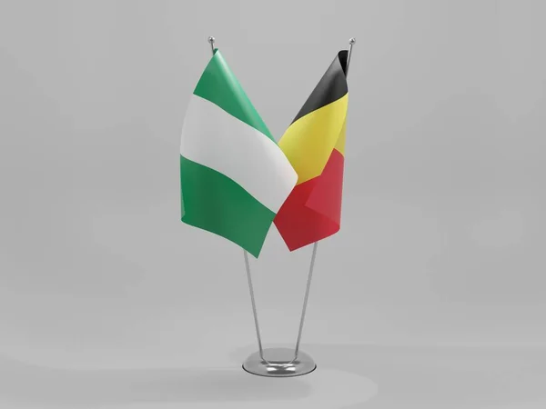 Belgia Nigeria Flagi Współpracy Białe Tło Render — Zdjęcie stockowe
