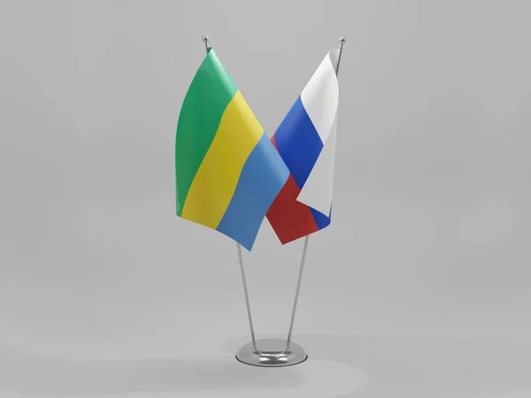 Rusia Gabón Banderas Cooperación Fondo Blanco Render —  Fotos de Stock