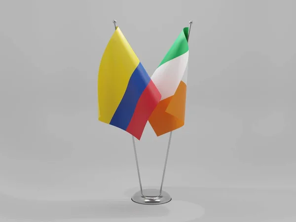 Irland Kolumbien Kooperationsfahnen Weißer Hintergrund Render — Stockfoto