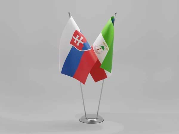 Equatorial Guinea Slovakia Cooperation Flags White Background Render — Stock Photo, Image