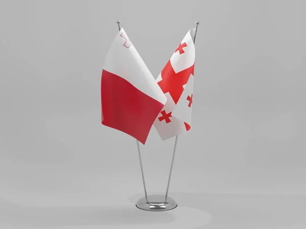 Georgien Malta Kooperationsflaggen Weißer Hintergrund Render — Stockfoto