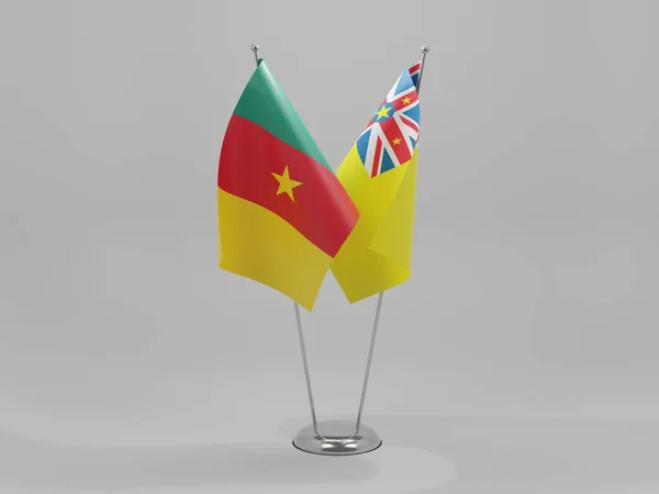 Σημαίες Συνεργασίας Καμερούν Λευκό Φόντο Render — Φωτογραφία Αρχείου