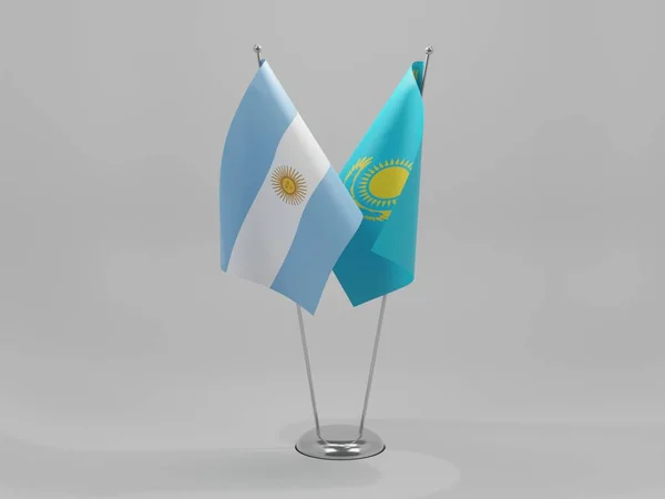 Kazakistan Arjantin Şbirliği Bayrakları Beyaz Arkaplan Render — Stok fotoğraf