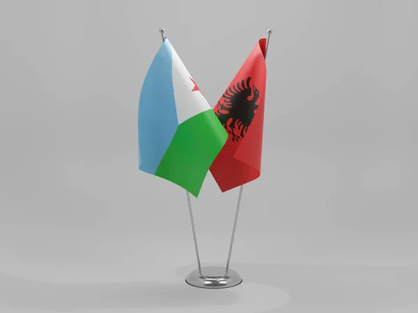 Albania Djibouti Cooperation Flags White Background Render — Stock Photo, Image