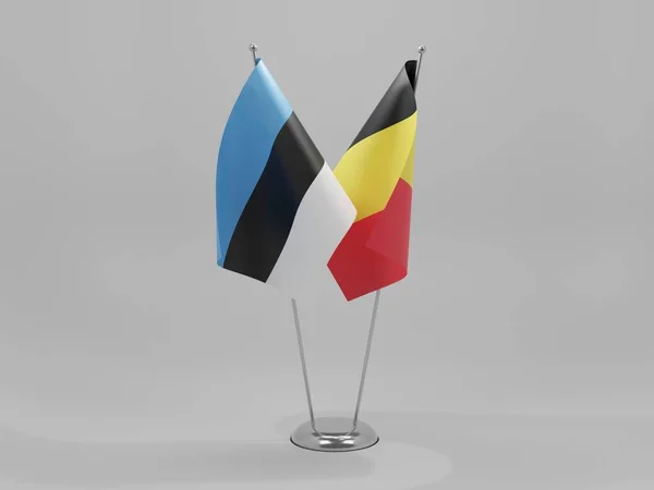 比利时 爱沙尼亚合作旗 白色背景 3D渲染 — 图库照片