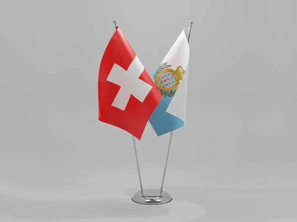 San Marino Schweiz Kooperationsfahnen Weißer Hintergrund Render — Stockfoto