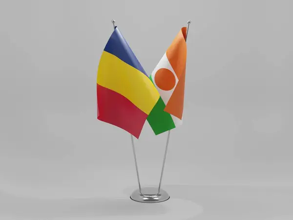 Niger Flaggen Der Zusammenarbeit Mit Dem Tschad Weißer Hintergrund Render — Stockfoto
