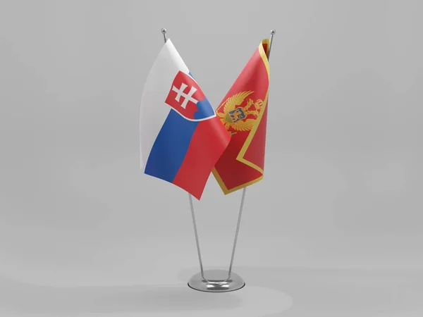 Σημαίες Συνεργασίας Μαυροβουνίου Σλοβακίας Λευκό Φόντο Render — Φωτογραφία Αρχείου