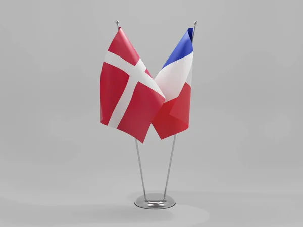 フランス デンマーク協力旗 白背景 3Dレンダリング — ストック写真