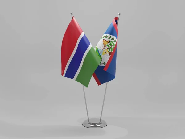 Belize Gambia Flagi Współpracy Białe Tło Render — Zdjęcie stockowe