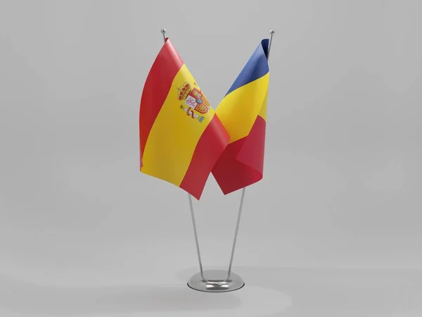 Chad Spain Cooperation Flags White Background Render — Stock Photo, Image