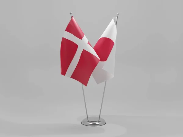 Japón Banderas Cooperación Dinamarca Fondo Blanco Render — Foto de Stock