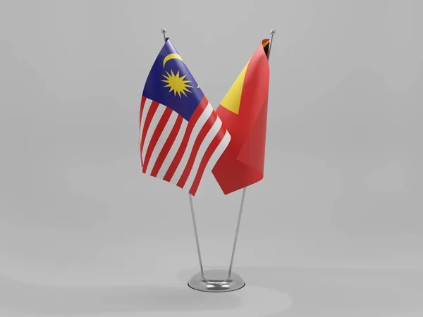 East Timor Malaysia Cooperation Flags White Background Render — 스톡 사진