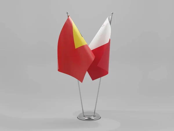 Malta East Timor Cooperation Flags White Background Render — стокове фото