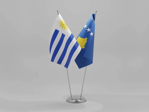 Kosovo Uruguay Cooperation Flags Vit Bakgrund Render — Stockfoto