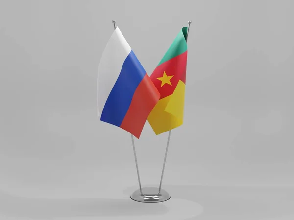 Kamerun Russland Kooperationsfahnen Weißer Hintergrund Render — Stockfoto