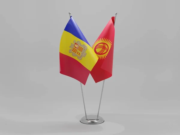 Σημαίες Συνεργασίας Κιργιζίας Ανδόρας Λευκό Φόντο Render — Φωτογραφία Αρχείου