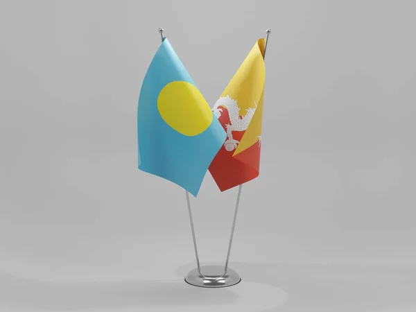 Bhutan Palau Cooperation Flags White Background Render — Stock Photo, Image