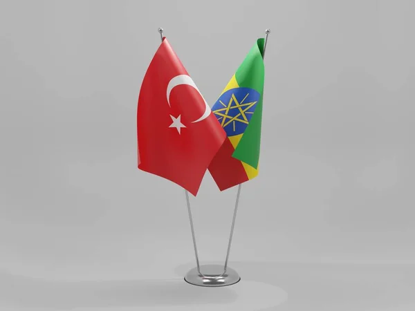 Ethiopie Turquie Drapeaux Coopération Fond Blanc Render — Photo