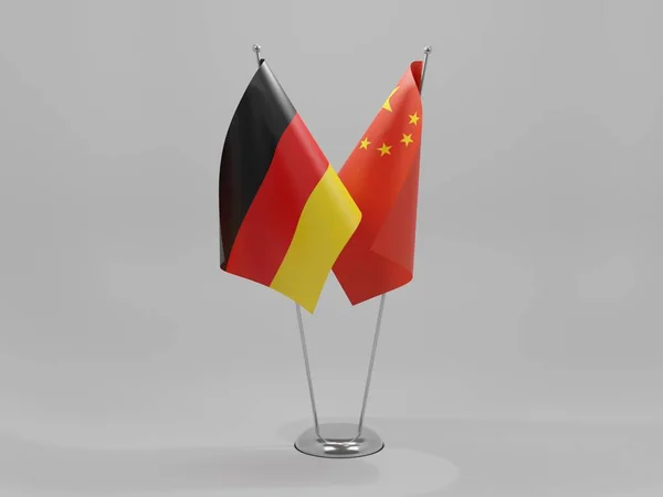 China German Cooperation Flags White Background Render — Stok Foto