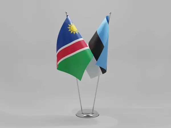 Estland Namibië Samenwerking Vlaggen Witte Achtergrond Render — Stockfoto