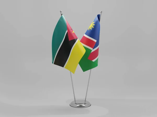 Namibië Samenwerking Mozambique Vlaggen Witte Achtergrond Render — Stockfoto