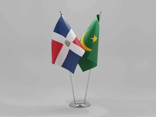 モーリタニア ドミニカ共和国協力旗 白背景 3Dレンダリング — ストック写真