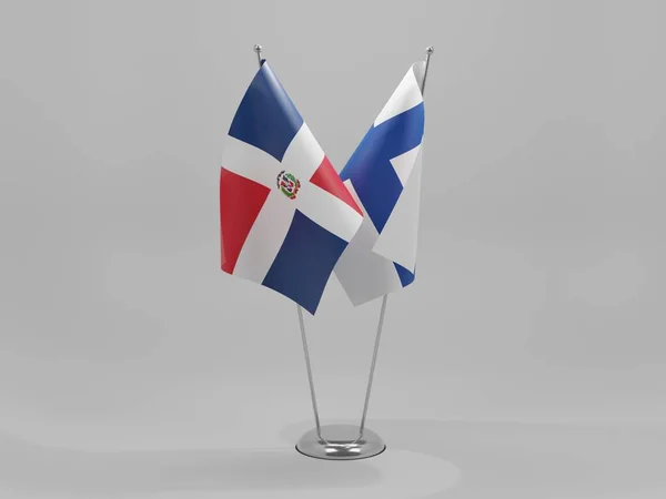 Finland Dominikanska Republikens Samarbetsflaggor Vit Bakgrund Render — Stockfoto