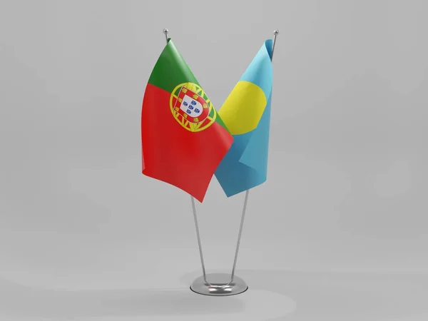Palau Banderas Cooperación Portugal Fondo Blanco Render —  Fotos de Stock
