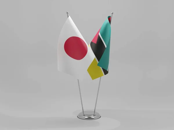 Mosambik Japan Kooperationsfahnen Weißer Hintergrund Render — Stockfoto