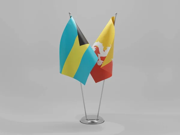 Bhutan Bahamas Cooperation Flags White Background Render — стокове фото