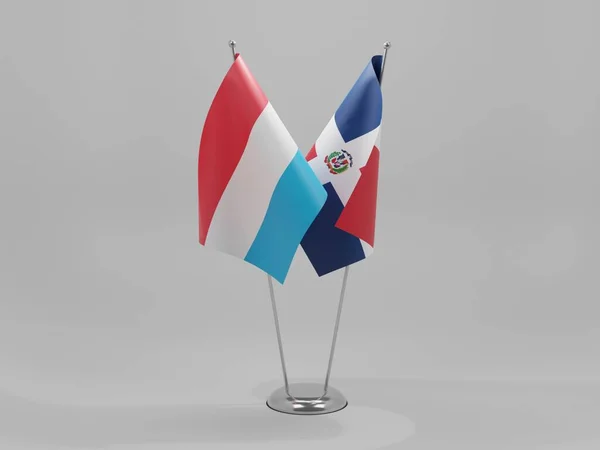 Dominicaanse Republiek Luxemburg Samenwerking Vlaggen Witte Achtergrond Render — Stockfoto