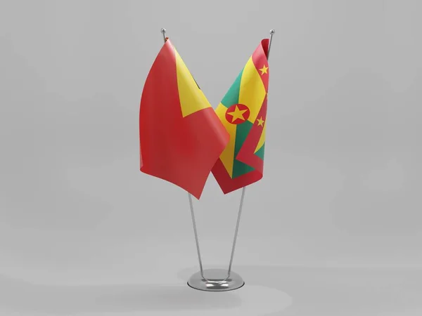 Γρενάδα Σημαίες Συνεργασίας Ανατολικού Τιμόρ Λευκό Φόντο Render — Φωτογραφία Αρχείου