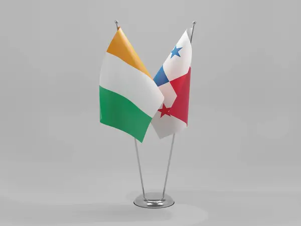 巴拿马 科特迪瓦合作旗 白色背景 3D渲染 — 图库照片