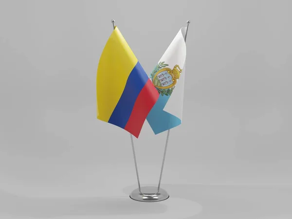 San Marino Colombia Cooperation Flags White Background Render — Stock Photo, Image