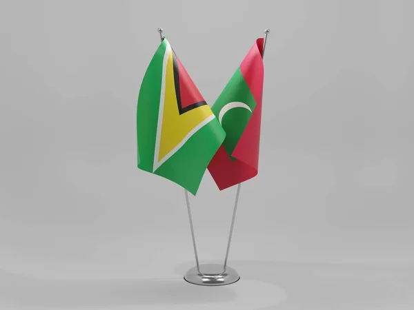 Maldivas Banderas Cooperación Guyana Fondo Blanco Render —  Fotos de Stock
