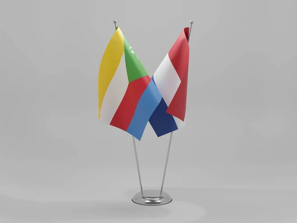Países Bajos Banderas Cooperación Comoras Fondo Blanco Render —  Fotos de Stock