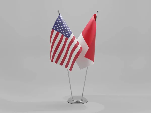 Indonesien Förenta Staternas Samarbetsflaggor Vit Bakgrund Render — Stockfoto