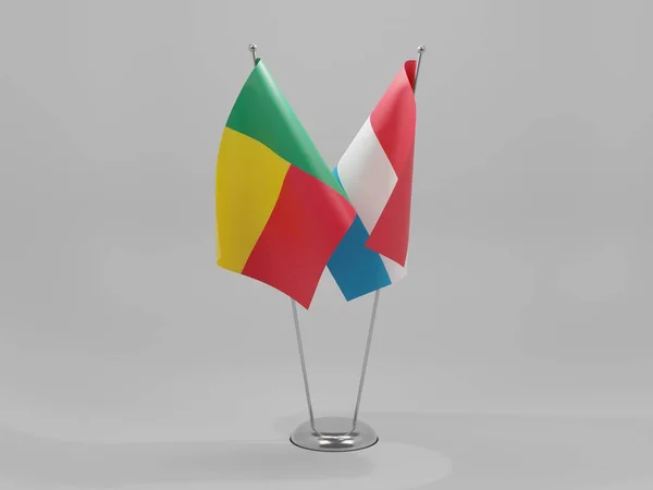 Luxemburgo Banderas Cooperación Benín Fondo Blanco Render —  Fotos de Stock