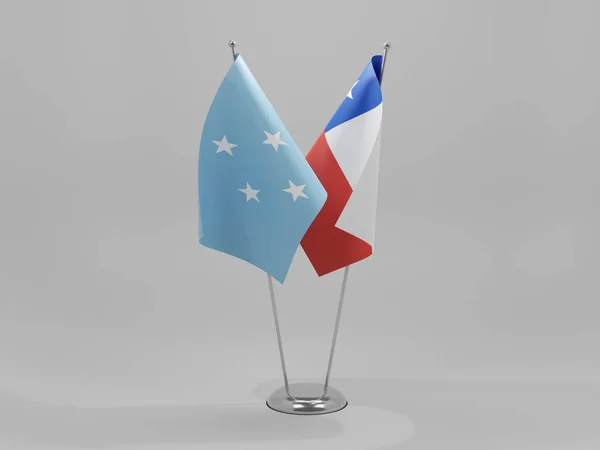 Chili Micronesië Samenwerking Vlaggen Witte Achtergrond Render — Stockfoto
