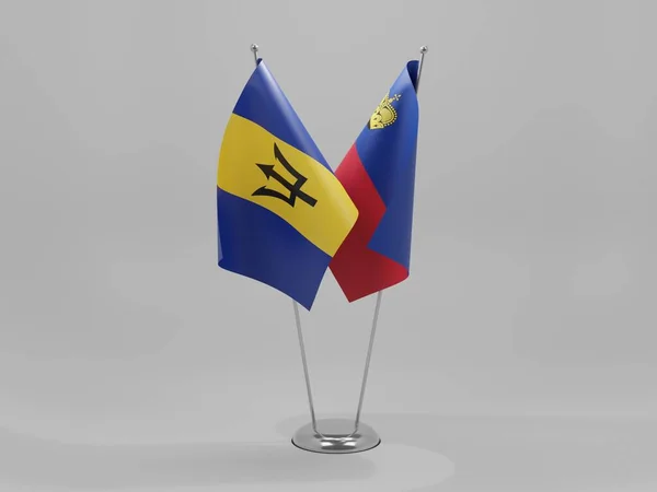 Lihtenştayn Barbados Şbirliği Bayrakları Beyaz Arkaplan Render — Stok fotoğraf