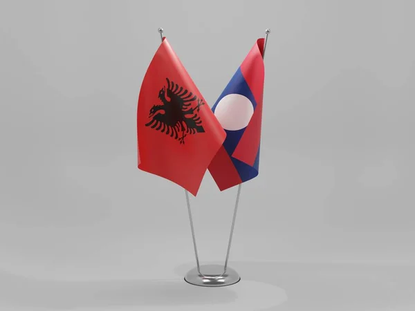 Laos Albanie Drapeaux Coopération Fond Blanc Render — Photo