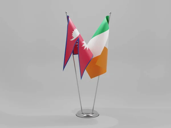Ireland Nepal Cooperation Flags White Background Render — стокове фото