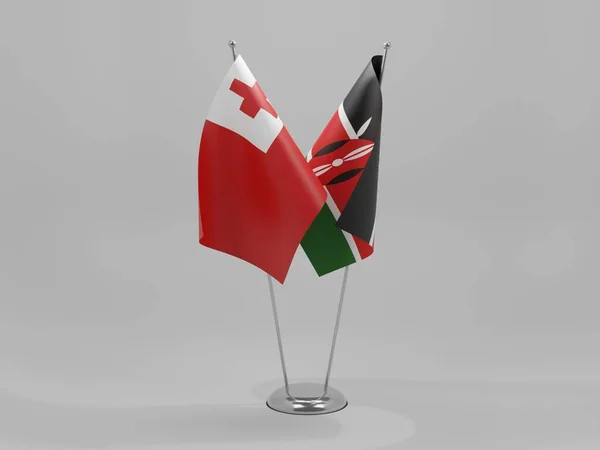 肯尼亚 汤加合作旗 白色背景 3D渲染 — 图库照片