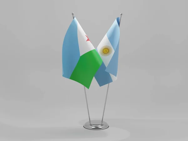 Argentina Banderas Cooperación Yibuti Fondo Blanco Render — Foto de Stock