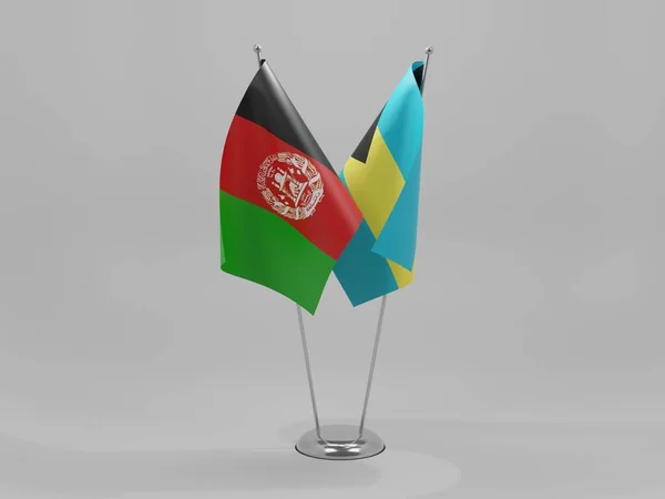 Bahamas Afghanistan Cooperation Flags White Background Render — Stock Photo, Image