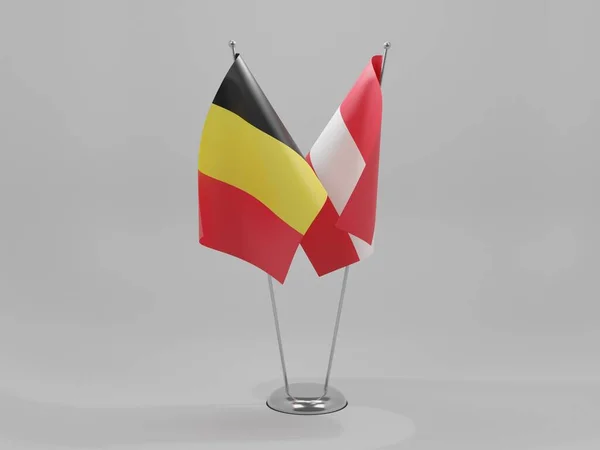 Áustria Bélgica Bandeiras Cooperação Fundo Branco Render — Fotografia de Stock