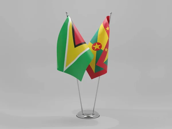 Grenada Guyana Şbirliği Bayrakları Beyaz Arkaplan Render — Stok fotoğraf