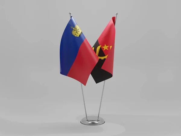 Angola Liechtenstein Bandiere Cooperazione Sfondo Bianco Render — Foto Stock