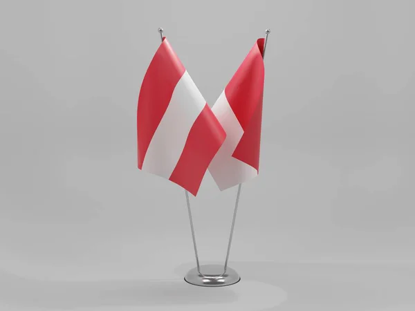 Indonesië Oostenrijk Samenwerkingsvlaggen Witte Achtergrond Render — Stockfoto